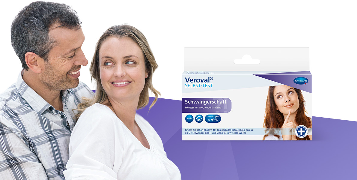 Paar mit Veroval Schwangerschaftstest
